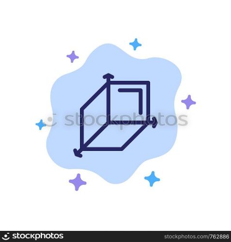 3d, Box, Cuboid, Design Blue Icon on Abstract Cloud Background