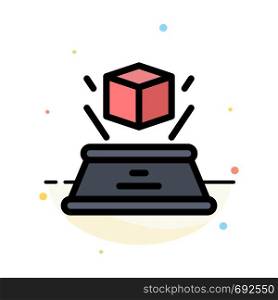 3d, Box, Hologram, Imagination, Presentation Abstract Flat Color Icon Template