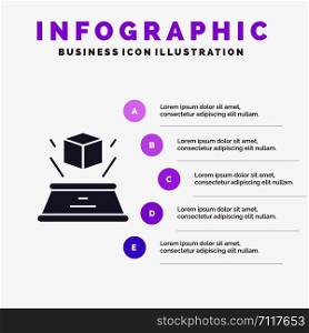 3d, Box, Hologram, Imagination, Presentation Solid Icon Infographics 5 Steps Presentation Background