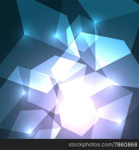 3d bright abstract background with transparent shining cubes