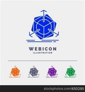3d, change, correction, modification, object 5 Color Glyph Web Icon Template isolated on white. Vector illustration. Vector EPS10 Abstract Template background