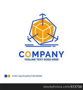 3d, change, correction, modification, object Blue Yellow Business Logo template. Creative Design Template Place for Tagline.