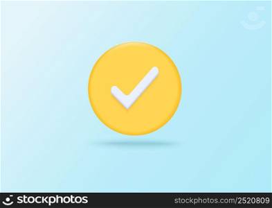3d check and cross icon on soft green pastel background. Circle symbols No button. Minimal cartoon icon. Vector illustration