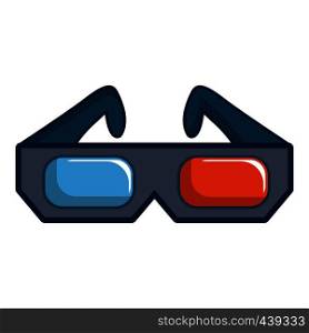 3D cinema glasses icon. Cartoon illustration of 3D cinema glasses vector icon for web. 3D cinema glasses icon, cartoon style