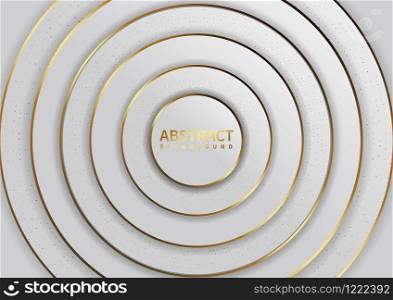 3D circle overlap luxury background with glitters, dot gold pattern. Modern luxury style. Vector illustration