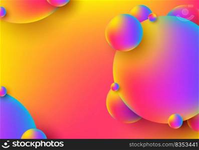 3D circles shapes vibrant colors overlapping layered on colorful background. Abstract geometric sphere elements bright colors. Vector illustration