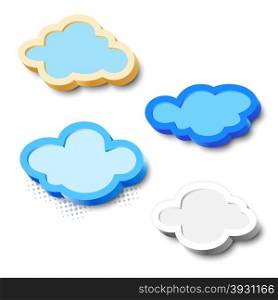 3d cloud frames set with border and halftone dots