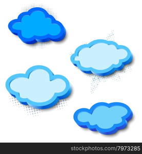 3d cloud frames set with border and halftone dots