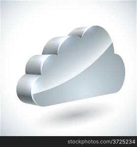 3D cloud internet service icon isolated on white background.
