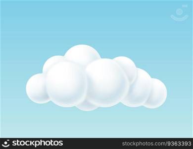 3d cloud with round white bubbles shape. Fluffy soft cloudscape heaven isolated on white background. Realistic decorative sky. Vector illustration. 3d cloud with round white bubbles shape. Fluffy soft cloudscape heaven isolated on white background