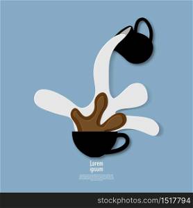 3D coffee cup abstract background with paper cut shapes design for business presentations, flyers, posters