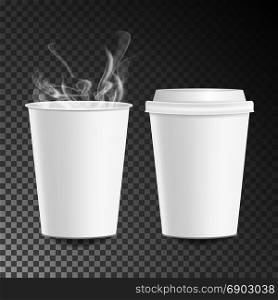 3d Coffee Paper Cup Vector. Hot Drink. Collection 3d Coffee Cup Mockup. Isolated On Transparent Background Illustration. Coffee Cup Vector. Take Away Cafe Coffee Cup Mockup. Isolated Illustration
