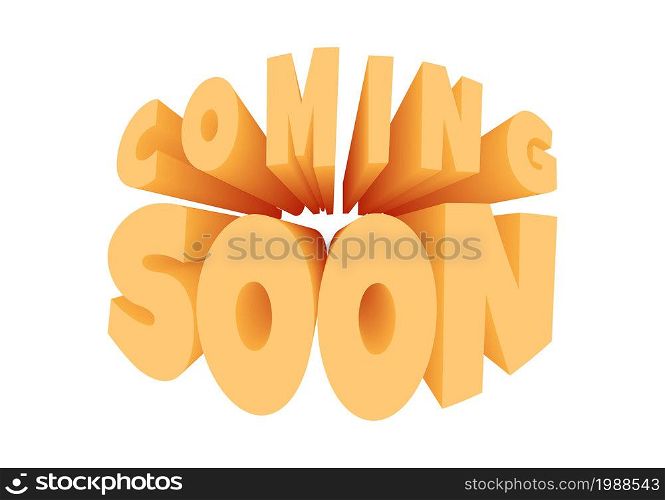 3D Coming Soon background Vector Illustration. Business Advertising with Sign or Label Design for Sale Serve as a Banner, Poster and Promotion Announce Card