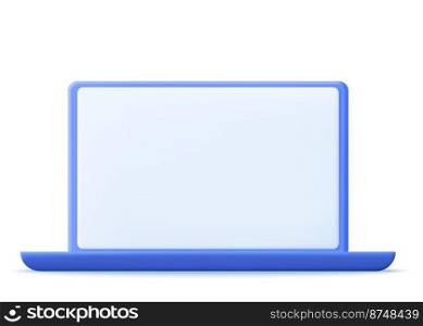 3D Computer laptop LCD Monitor mock up with Blank or White Screen. Technology concept. 3D rendering. Vector illustration. 3D Rendering Computer LCD Monitor
