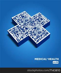 3d cross. Medical illustration.. Medical icon background. 3d illustration.