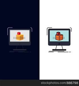 3d, cube, dimensional, modelling, sketch Flat Color Icon Vector