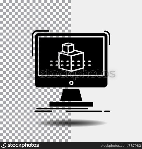 3d, cube, dimensional, modelling, sketch Glyph Icon on Transparent Background. Black Icon. Vector EPS10 Abstract Template background