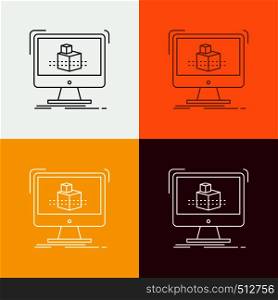 3d, cube, dimensional, modelling, sketch Icon Over Various Background. Line style design, designed for web and app. Eps 10 vector illustration. Vector EPS10 Abstract Template background