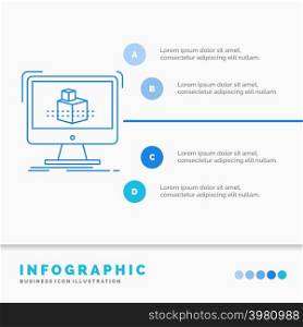 3d, cube, dimensional, modelling, sketch Infographics Template for Website and Presentation. Line Blue icon infographic style vector illustration