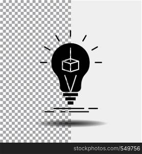 3d Cube, idea, bulb, printing, box Glyph Icon on Transparent Background. Black Icon. Vector EPS10 Abstract Template background