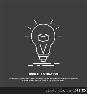 3d Cube, idea, bulb, printing, box Icon. Line vector symbol for UI and UX, website or mobile application