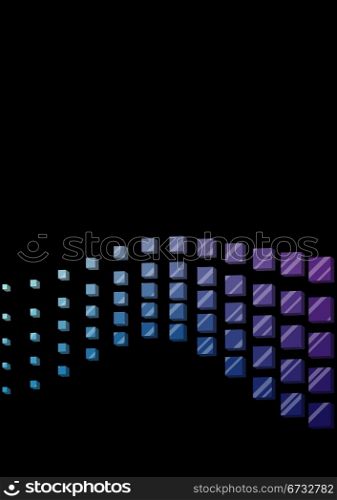 3D cubes wave blue and violet vector background.