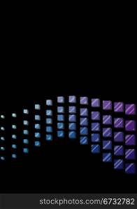 3D cubes wave blue and violet vector background.