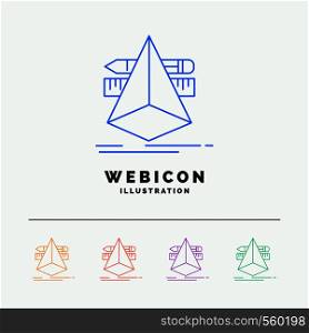 3d, design, designer, sketch, tools 5 Color Line Web Icon Template isolated on white. Vector illustration. Vector EPS10 Abstract Template background