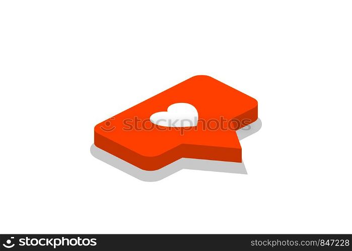 3d design. isometric icon. like icon. illustration of the notification on the social network. button icon. Eps10. 3d design. isometric icon. like icon. illustration of the notification on the social network. button icon