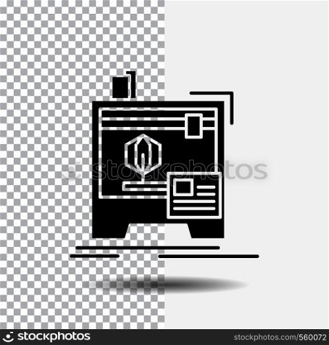 3d, dimensional, machine, printer, printing Glyph Icon on Transparent Background. Black Icon. Vector EPS10 Abstract Template background