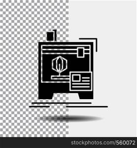3d, dimensional, machine, printer, printing Glyph Icon on Transparent Background. Black Icon. Vector EPS10 Abstract Template background