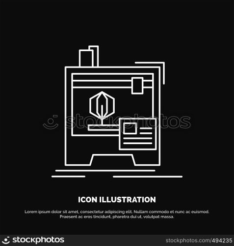 3d, dimensional, machine, printer, printing Icon. Line vector symbol for UI and UX, website or mobile application. Vector EPS10 Abstract Template background