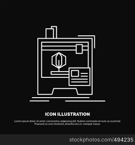 3d, dimensional, machine, printer, printing Icon. Line vector symbol for UI and UX, website or mobile application. Vector EPS10 Abstract Template background