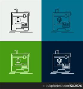 3d, dimensional, machine, printer, printing Icon Over Various Background. Line style design, designed for web and app. Eps 10 vector illustration. Vector EPS10 Abstract Template background