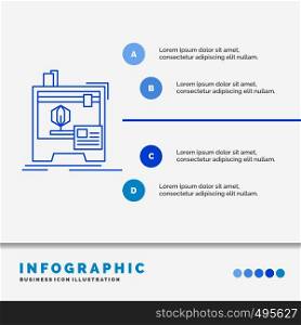 3d, dimensional, machine, printer, printing Infographics Template for Website and Presentation. Line Blue icon infographic style vector illustration. Vector EPS10 Abstract Template background