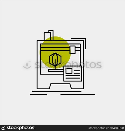 3d, dimensional, machine, printer, printing Line Icon. Vector EPS10 Abstract Template background