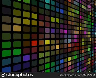 3D disco colored mosaic wall vector background.