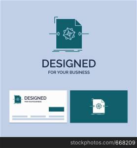 3d, document, file, object, processing Business Logo Glyph Icon Symbol for your business. Turquoise Business Cards with Brand logo template.. Vector EPS10 Abstract Template background