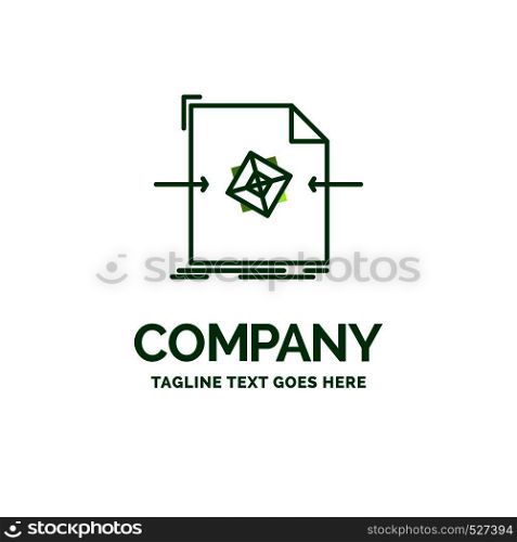 3d, document, file, object, processing Flat Business Logo template. Creative Green Brand Name Design.