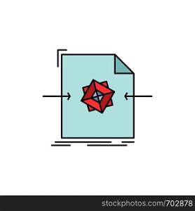 3d, document, file, object, processing Flat Color Icon Vector