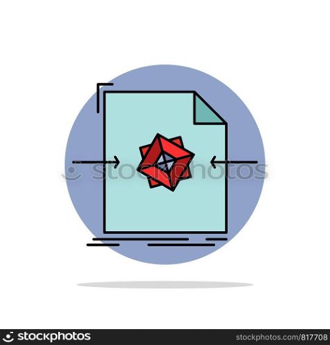 3d, document, file, object, processing Flat Color Icon Vector