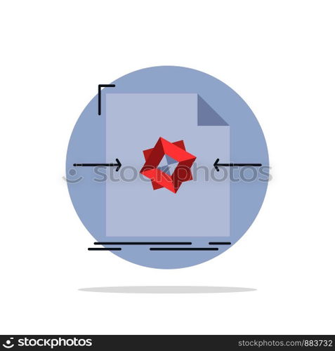 3d, document, file, object, processing Flat Color Icon Vector