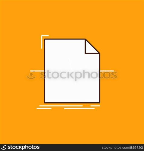 3d, document, file, object, processing Flat Line Filled Icon. Beautiful Logo button over yellow background for UI and UX, website or mobile application. Vector EPS10 Abstract Template background