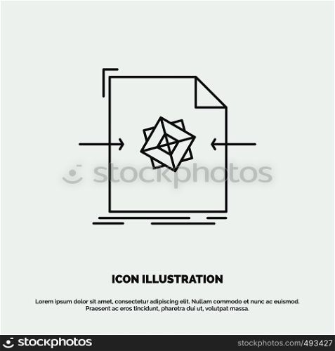 3d, document, file, object, processing Icon. Line vector gray symbol for UI and UX, website or mobile application. Vector EPS10 Abstract Template background