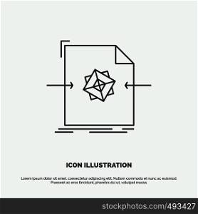 3d, document, file, object, processing Icon. Line vector gray symbol for UI and UX, website or mobile application. Vector EPS10 Abstract Template background