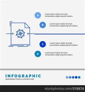 3d, document, file, object, processing Infographics Template for Website and Presentation. Line Blue icon infographic style vector illustration. Vector EPS10 Abstract Template background