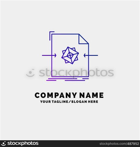 3d, document, file, object, processing Purple Business Logo Template. Place for Tagline. Vector EPS10 Abstract Template background