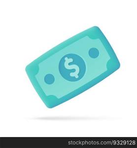 3D dollar bills. Online money spending concept. cashless society