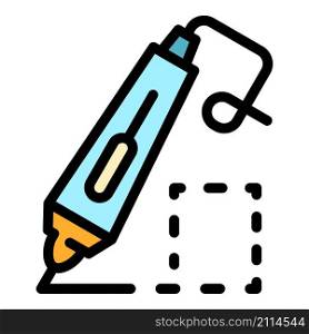 3d doodler pen icon. Outline 3d doodler pen vector icon color flat isolated. 3d doodler pen icon color outline vector