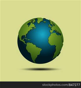 3d earth map with shadow on light background.. 3d earth map with shadow on light background